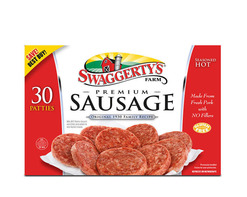 Premium Pork Sausage Patties<br>(Hot, 3 boxes)